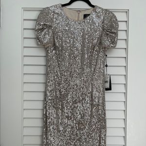 Adrianna Papell Sequin puff sleeve sheath dress